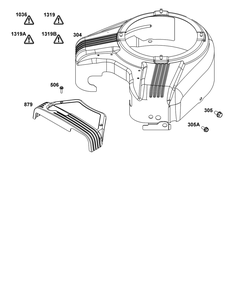 Blower Housing Group Diagram and Parts List for 385777-0352-B5 200000 - 399999 Briggs and Stratton Engine